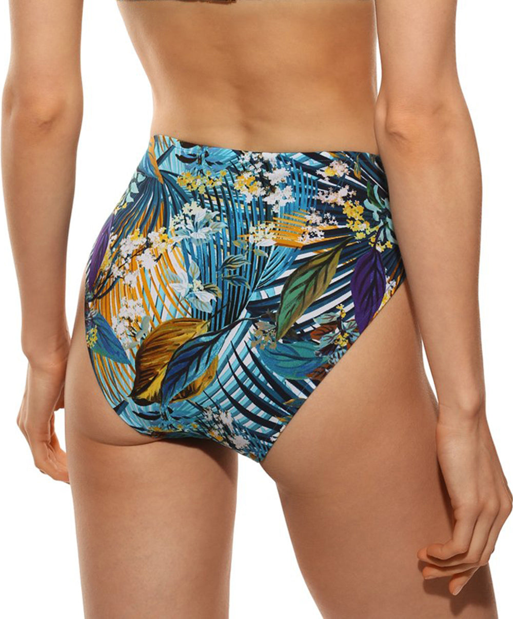 Slip de bain taille mi-haute échancrure ajustable Lise Charmel bain Evasion Jungle aqua ABB0656-JA