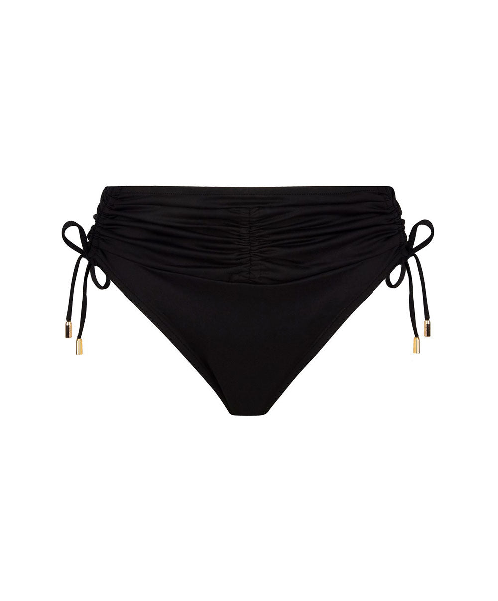 Slip de bain taille mi-haute échancrure ajustable Lise Charmel bain Sublime Drapé noir ABB0650-NO