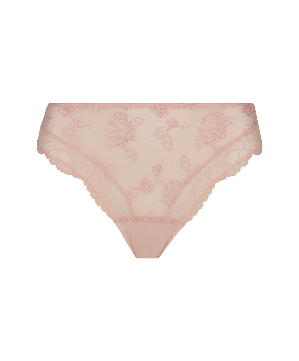 Slip dos opaque Lise Charmel Sublime en Dentelle rose poudre ACH0213-OS