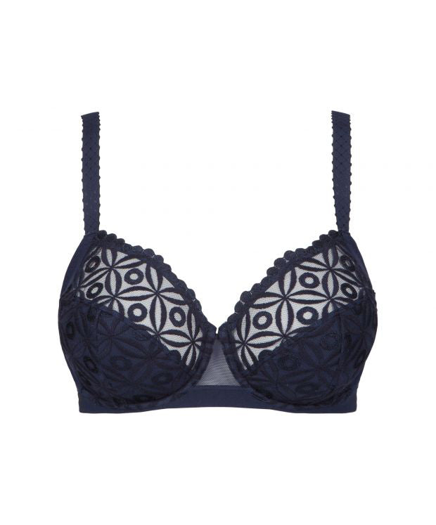 Soutien-gorge armature bonnets profonds Instant Simone Perele Bleu nuit face