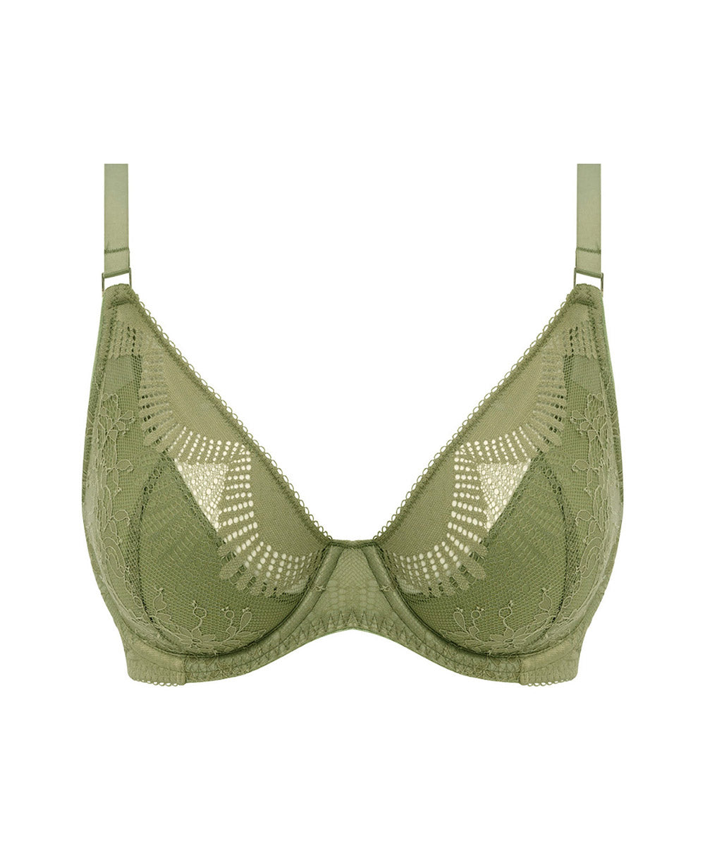 Soutien-gorge à armatures plongeant Wacoal Sensu Lace vert soie WE601202-GEN