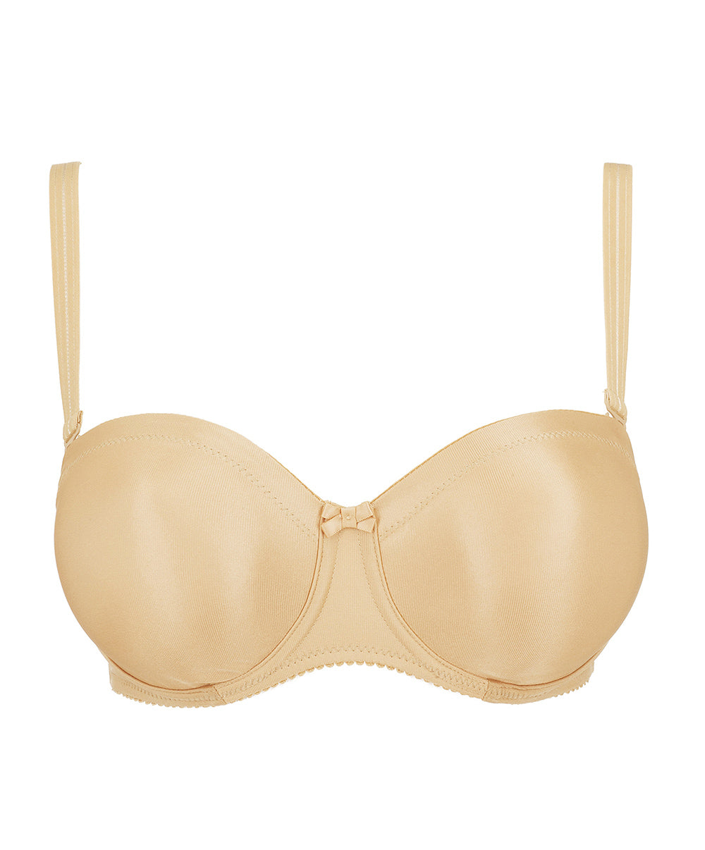 Soutien-gorge bandeau moulé lisse bretelles amovibles invisible à armatures PrimaDonna Satin cognac 0161331-COG