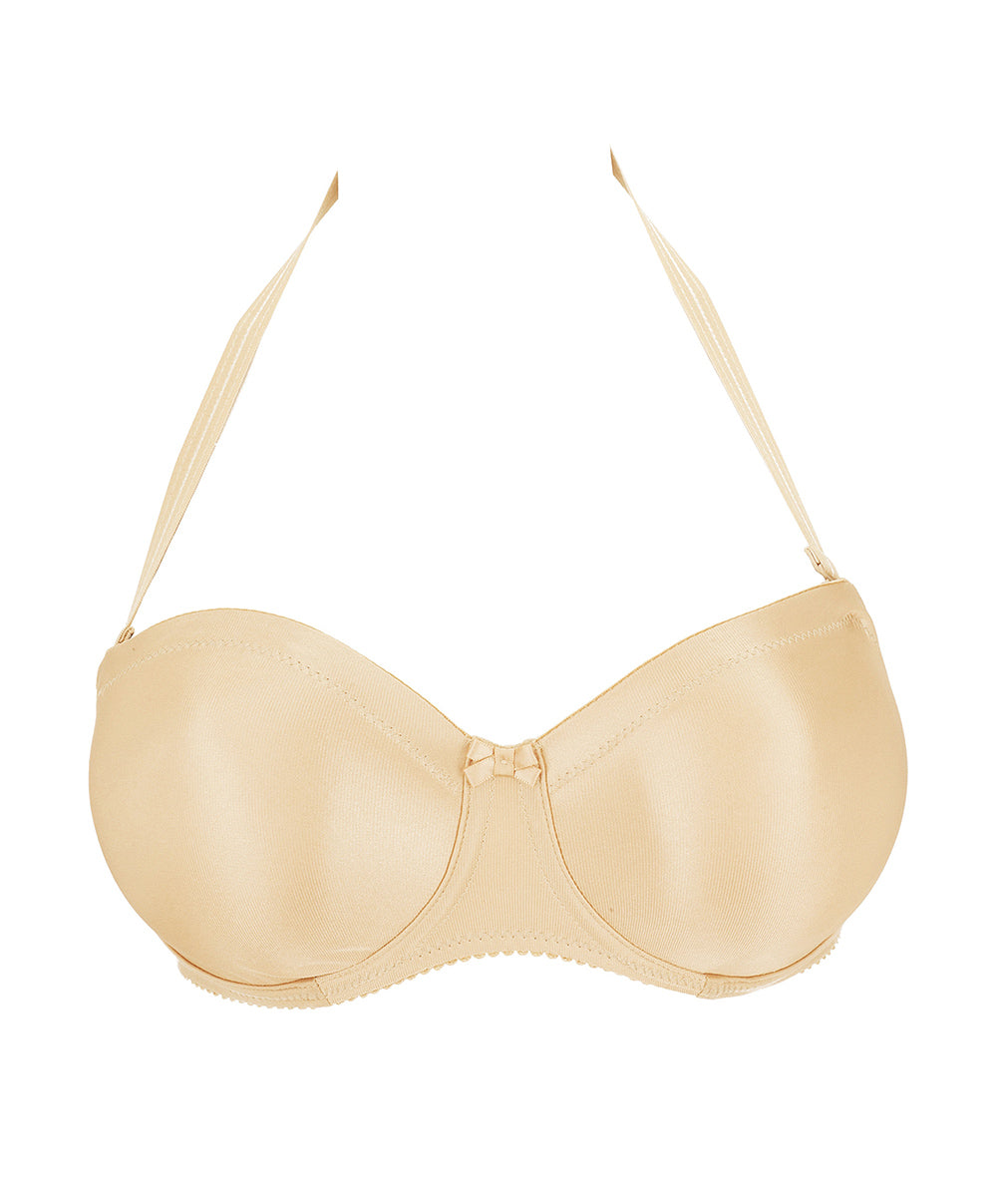 Soutien-gorge bandeau moulé lisse bretelles amovibles invisible à armatures PrimaDonna Satin cognac 0161331-COG