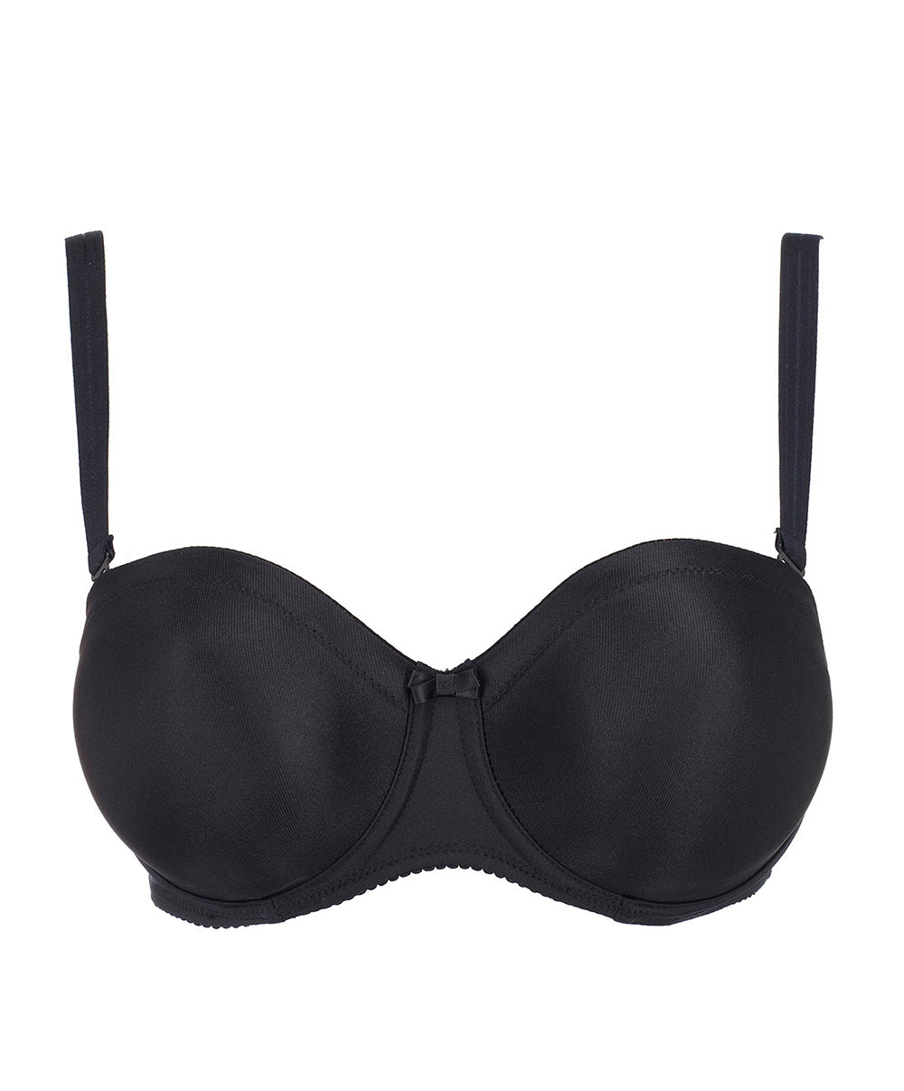 Soutien-gorge bandeau moulé lisse bretelles amovibles invisible à armatures PrimaDonna Satin noir 0161331-ZWA