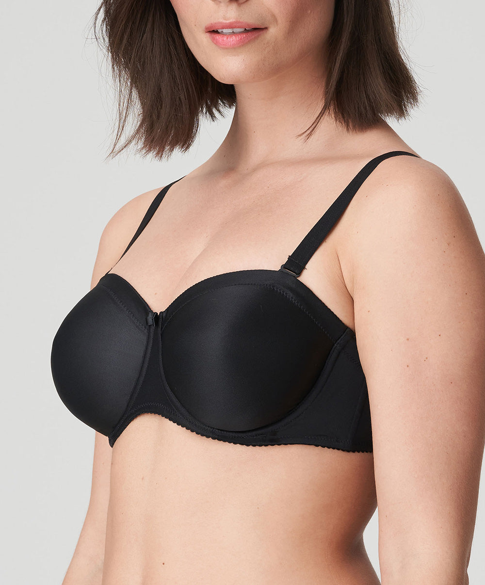 Soutien-gorge bandeau moulé lisse bretelles amovibles invisible à armatures PrimaDonna Satin noir 0161331-ZWA
