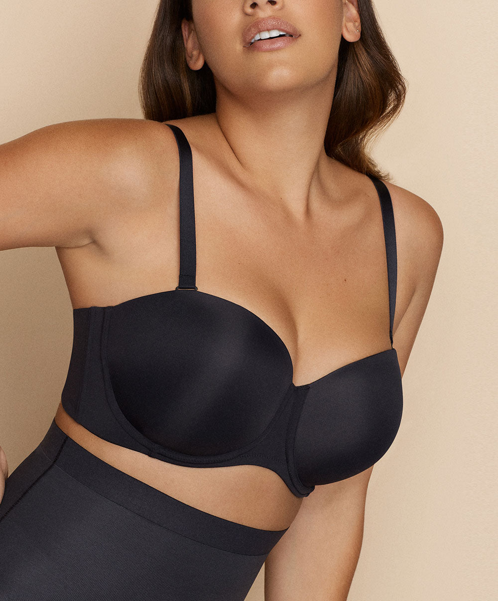 Soutien-gorge bandeau rembourré lisse bretelles amovibles invisible à armatures PrimaDonna Figuras charbon 0263258-CHB