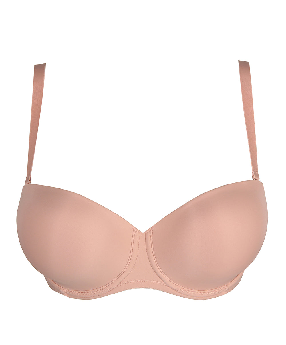 Soutien-gorge bandeau rembourré lisse bretelles amovibles invisible à armatures PrimaDonna Figuras rose poudré 0263258-PWD