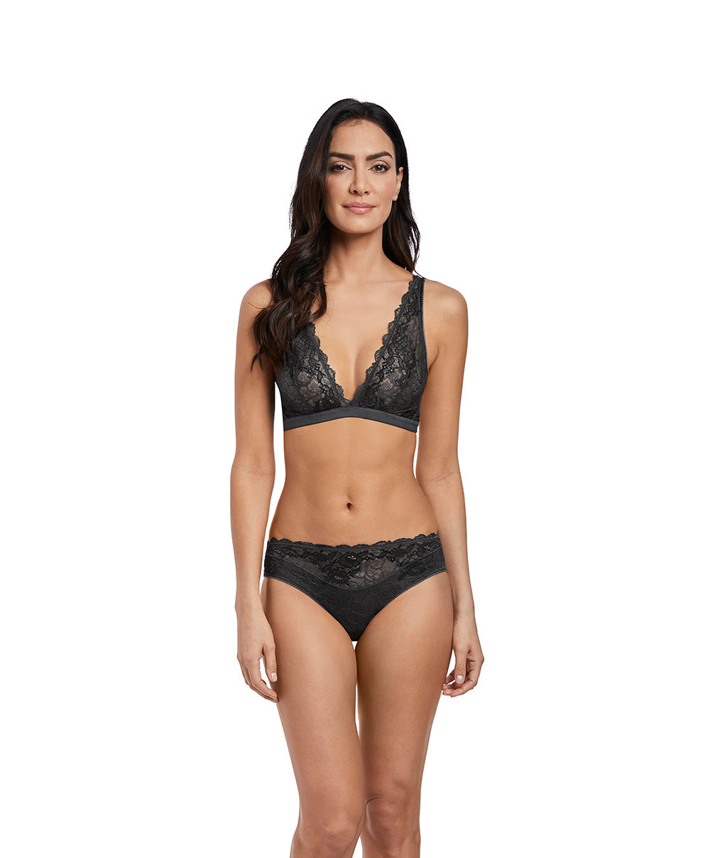 Soutien-gorge brassière sans armatures Wacoal Lace Perfection charcoal gris anthracite WE135008-CHL