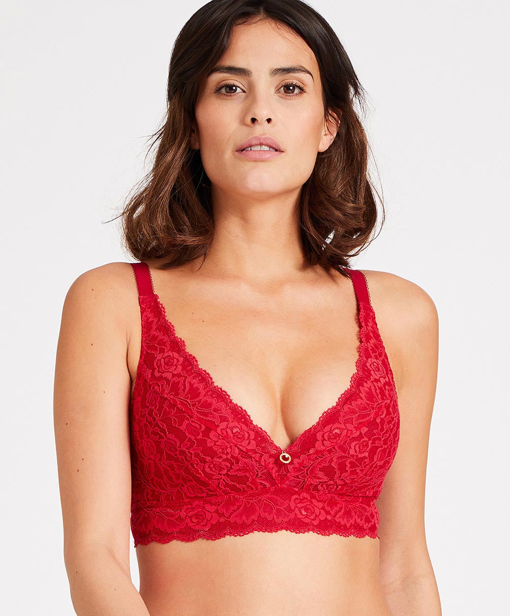 Soutien-gorge brassière confort sans armatures bralette rouge Rosessence rouge gala Aubade HK10-02-GALA