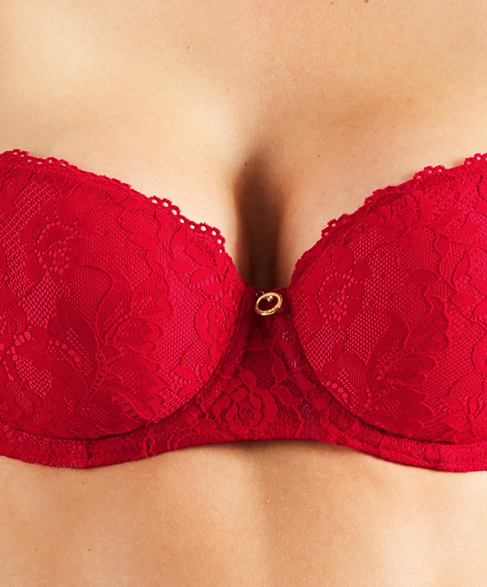 Soutien-gorge corbeille coque rouge Rosessence rouge gala Aubade HK04-GALA