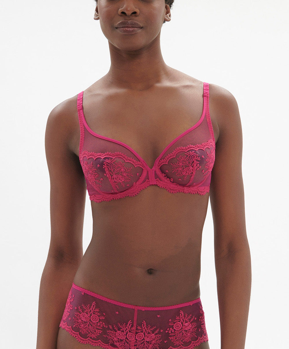 Soutien-gorge décolleté plongeant à armatures Simone Pérèle Intrigue rose disco 1E2319-346