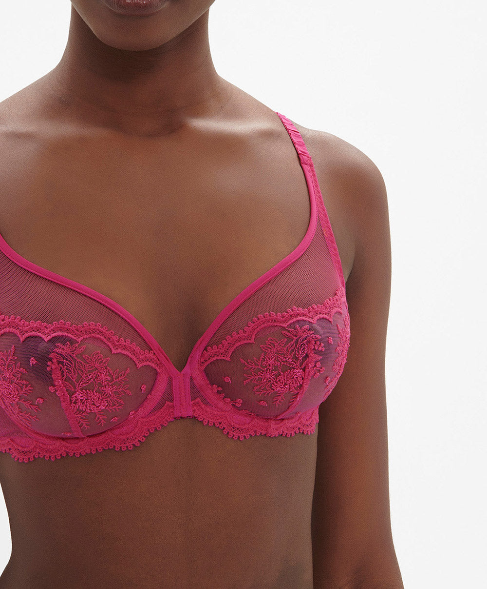 Soutien-gorge décolleté plongeant à armatures Simone Pérèle Intrigue rose disco 1E2319-346