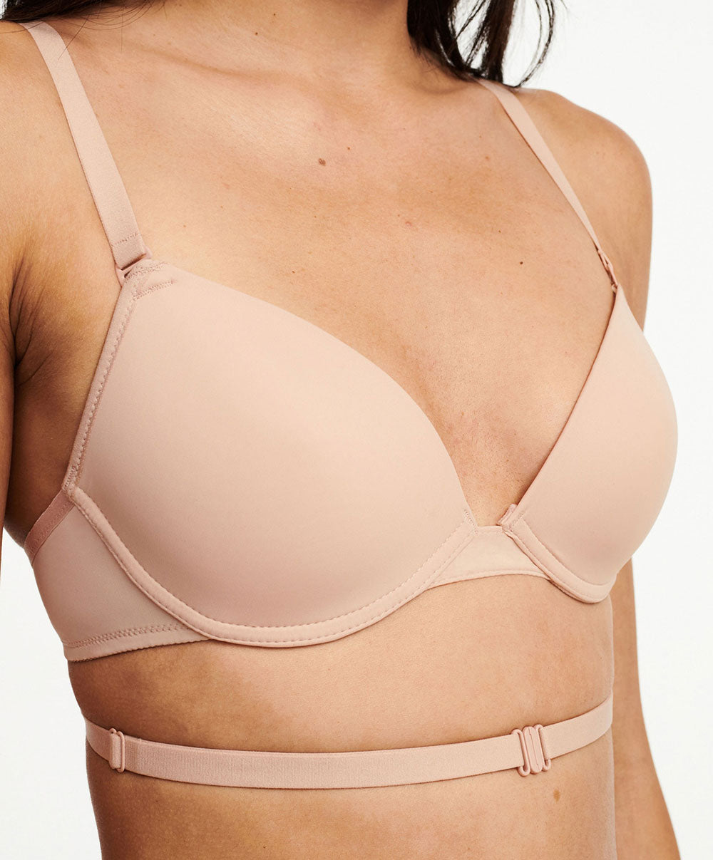 Soutien-gorge coques dos nu multipositions Chantelle Open Back beige doré C912N9-01N