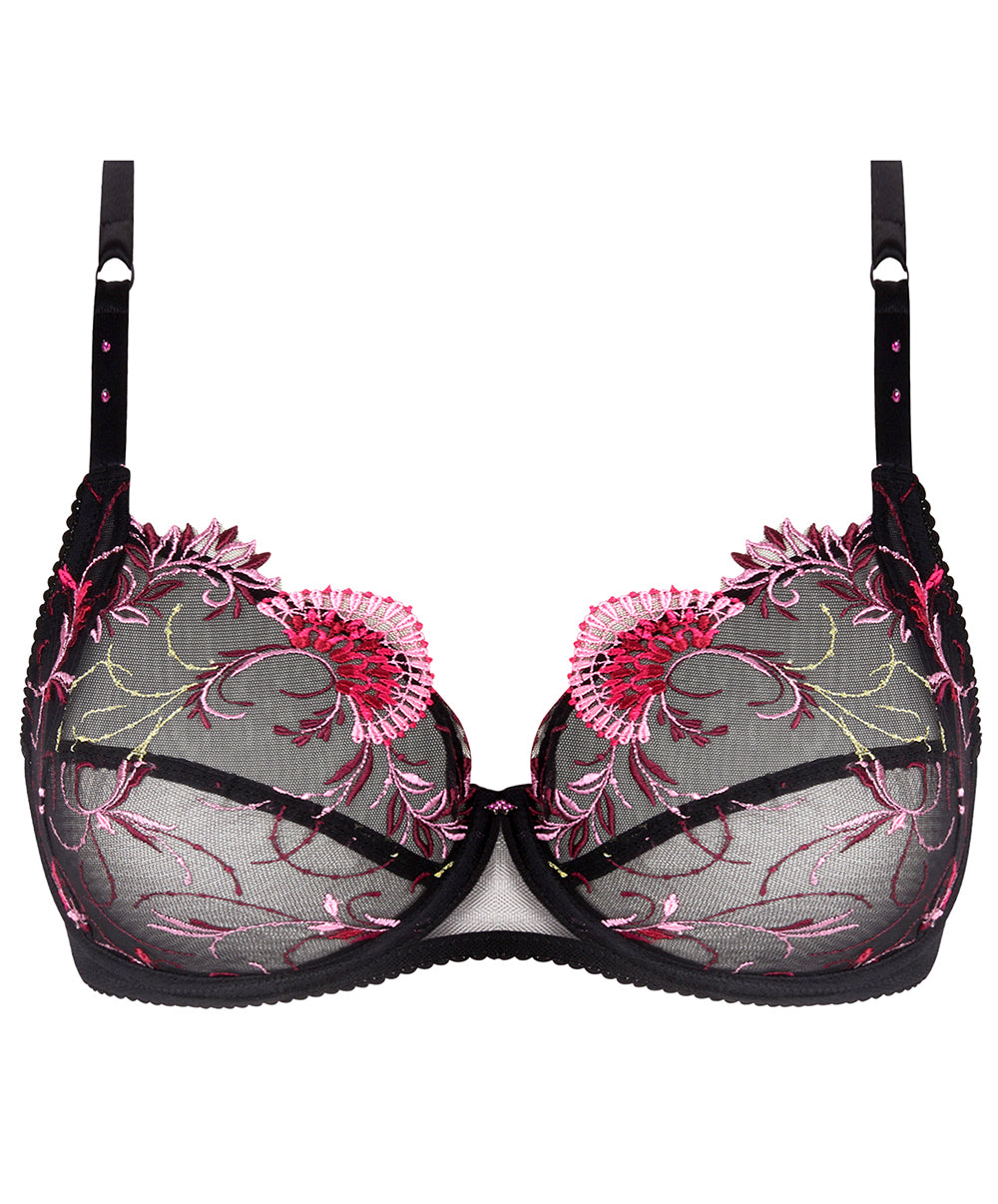 Soutien-gorge grande taille armature couvrant Lise Charmel Floraison Passion safran rose BCH6186-SR