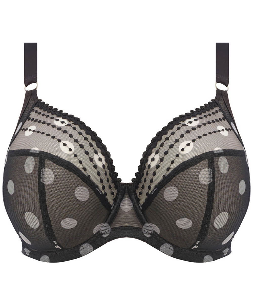 Soutien-gorge grande taille armature plongeant Elomi Matilda Black dot EL8900-BDT