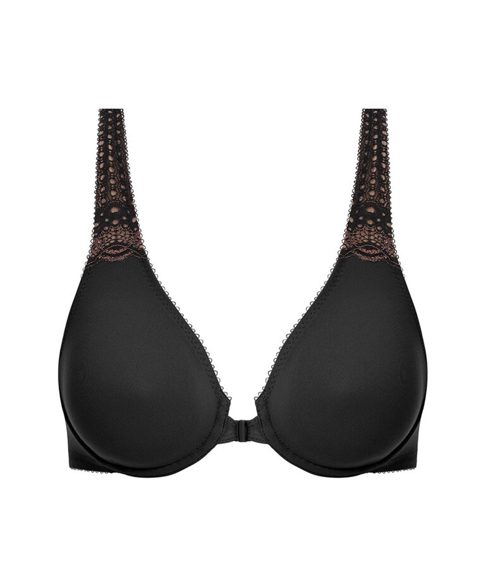 Soutien-gorge ouverture frontale lisse décolleté plongeant Wacoal Soft Embrace noir WA851311-BLK