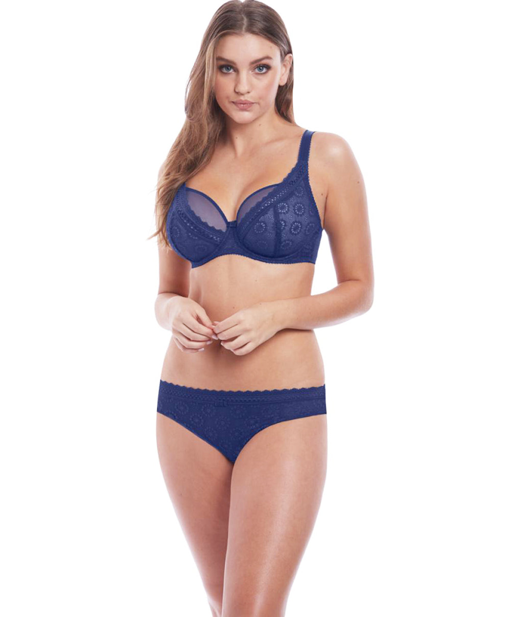 Soutien-gorge décolleté plongeant armature apex haute Freya Love Note sapphire AA5211-SAR face
