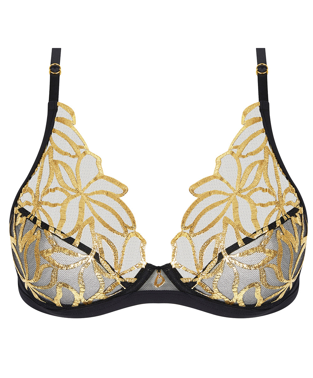 Soutien-gorge triangle armatures couvrant Lise Charmel Éclats d'Or noir or BCJ6729-NO