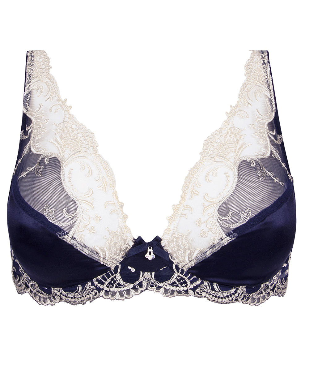 Soutien-gorge triangle sexy en soie Lise Charmel Splendeur Soie marine ACC7480-SM 100