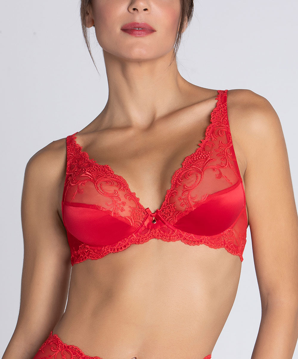 Soutien-gorge triangle sexy en soie Lise Charmel Splendeur soie rouge ACC7480-RS
