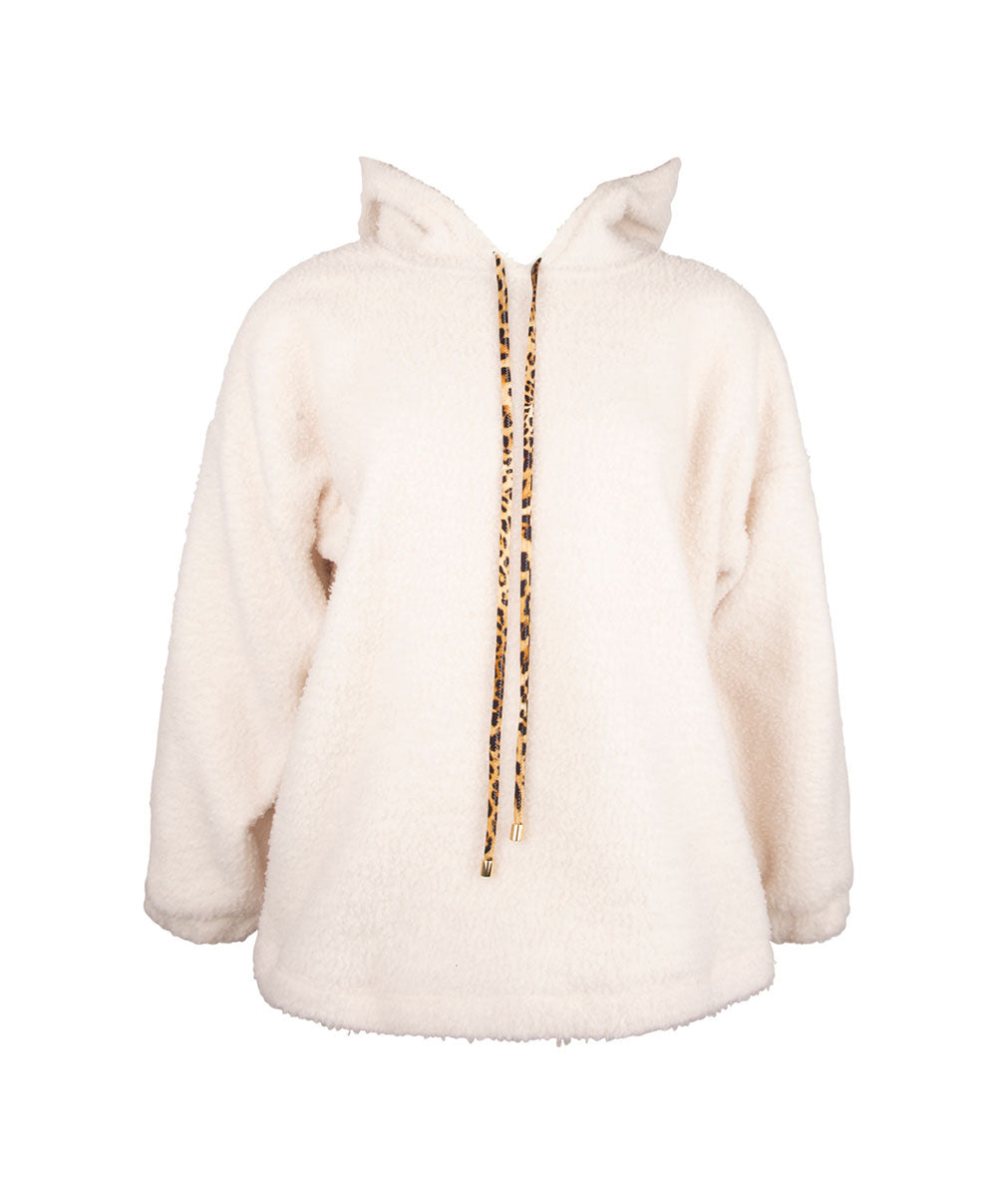 Sweat à capuche en fourrure Antigel de Lise Charmel Libre Panthère fauve et noir ELH5738-FN