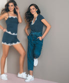 T-shirt manches courtes col en V Antigel de Lise Charmel Simply Perfect bleu chiné ENA9106-BN