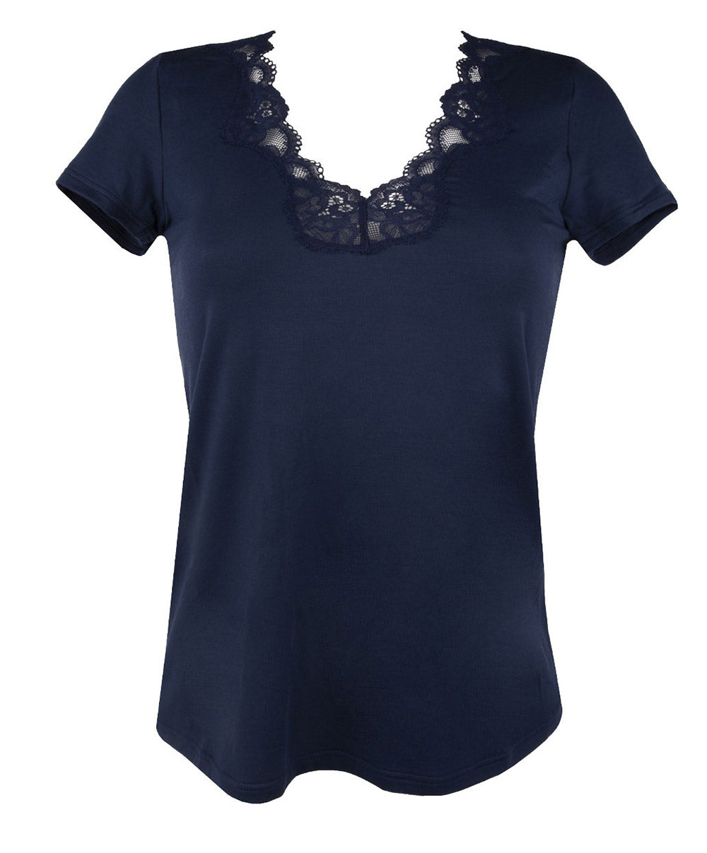 T-shirt manches courtes col en V Antigel de Lise Charmel Simply Perfect bleu marine ENA9106-BM