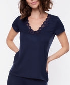 T-shirt manches courtes col en V Antigel de Lise Charmel Simply Perfect bleu marine ENA9106-BM