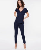 T-shirt manches courtes col en V Antigel de Lise Charmel Simply Perfect bleu marine ENA9106-BM