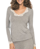 T-shirt manches longues col V Antigel de Lise Charmel Simply Perfect chiné gris ENA2006-CG