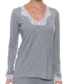 T-shirt manches longues col V Antigel de Lise Charmel Simply Perfect chiné gris ENA2006-CG