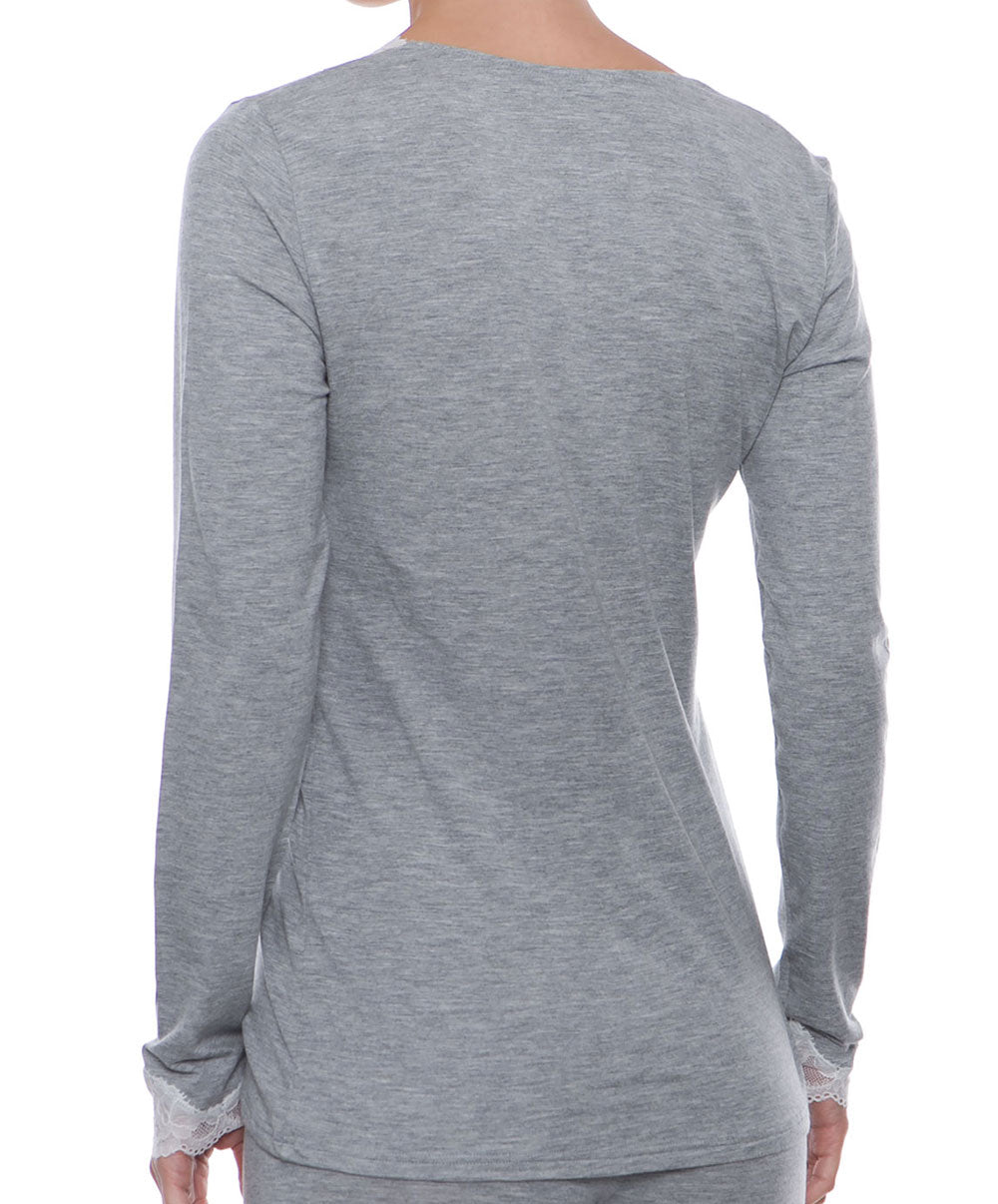 T-shirt manches longues col V Antigel de Lise Charmel Simply Perfect chiné gris ENA2006-CG