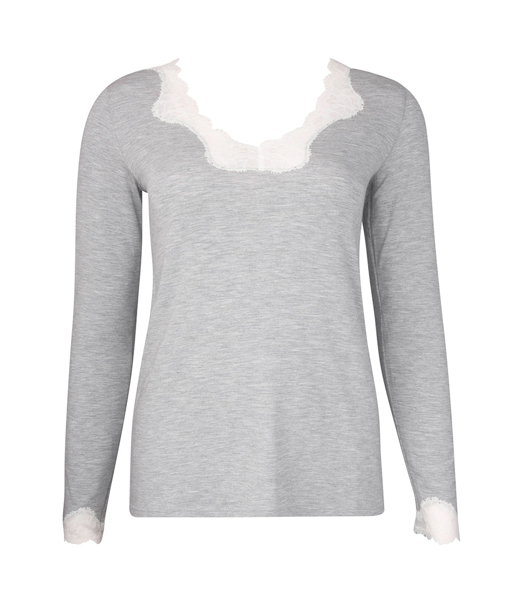 T-shirt manches longues col V Antigel de Lise Charmel Simply Perfect chiné gris ENA2006-CG