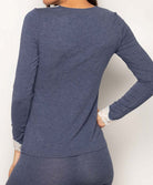 T-shirt manches longues col V Antigel de Lise Charmel Simply Perfect bleu chiné ENA2006-BN