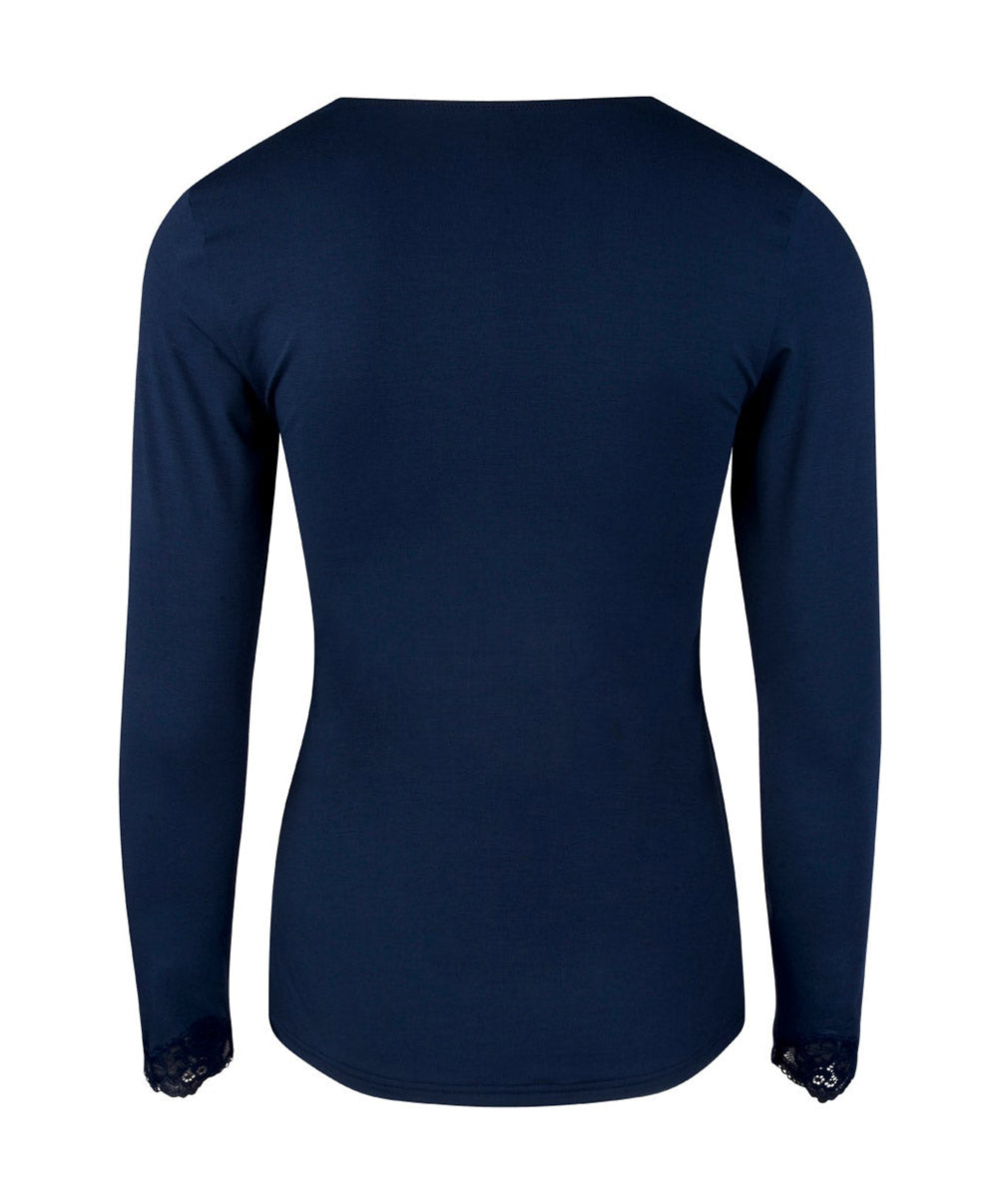 T-shirt manches longues col V Antigel de Lise Charmel Simply Perfect bleu marine ENA2006-BM