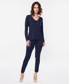 T-shirt manches longues col V Antigel de Lise Charmel Simply Perfect bleu marine ENA2006-BM