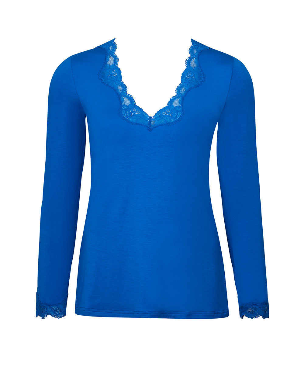 T-shirt manches longues col V Antigel de Lise Charmel Simply Perfect bleu cobalt ENA2006-SC 100