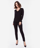 T-shirt manches longues col V Antigel de Lise Charmel Simply Perfect noir ENA2006-NO face