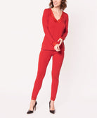 T-shirt manches longues col V Antigel de Lise Charmel Simply Perfect rouge capucine ENA2006-RC