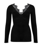 T-shirt manches longues laine et soie "Bien-être" Lise Charmel Plaisir Caresse noir ANJ9010-NO