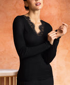 T-shirt manches longues laine et soie "Bien-être" Lise Charmel Plaisir Caresse noir ANJ9010-NO