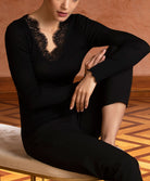 T-shirt manches longues laine et soie "Bien-être" Lise Charmel Plaisir Caresse noir ANJ9010-NO