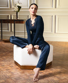 T-shirt manches longues laine et soie "Bien-être" Lise Charmel Plaisir Caresse pierre bleu ANJ9010-PB