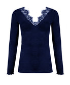 T-shirt manches longues laine et soie "Bien-être" Lise Charmel Plaisir Caresse pierre bleu ANJ9010-PB