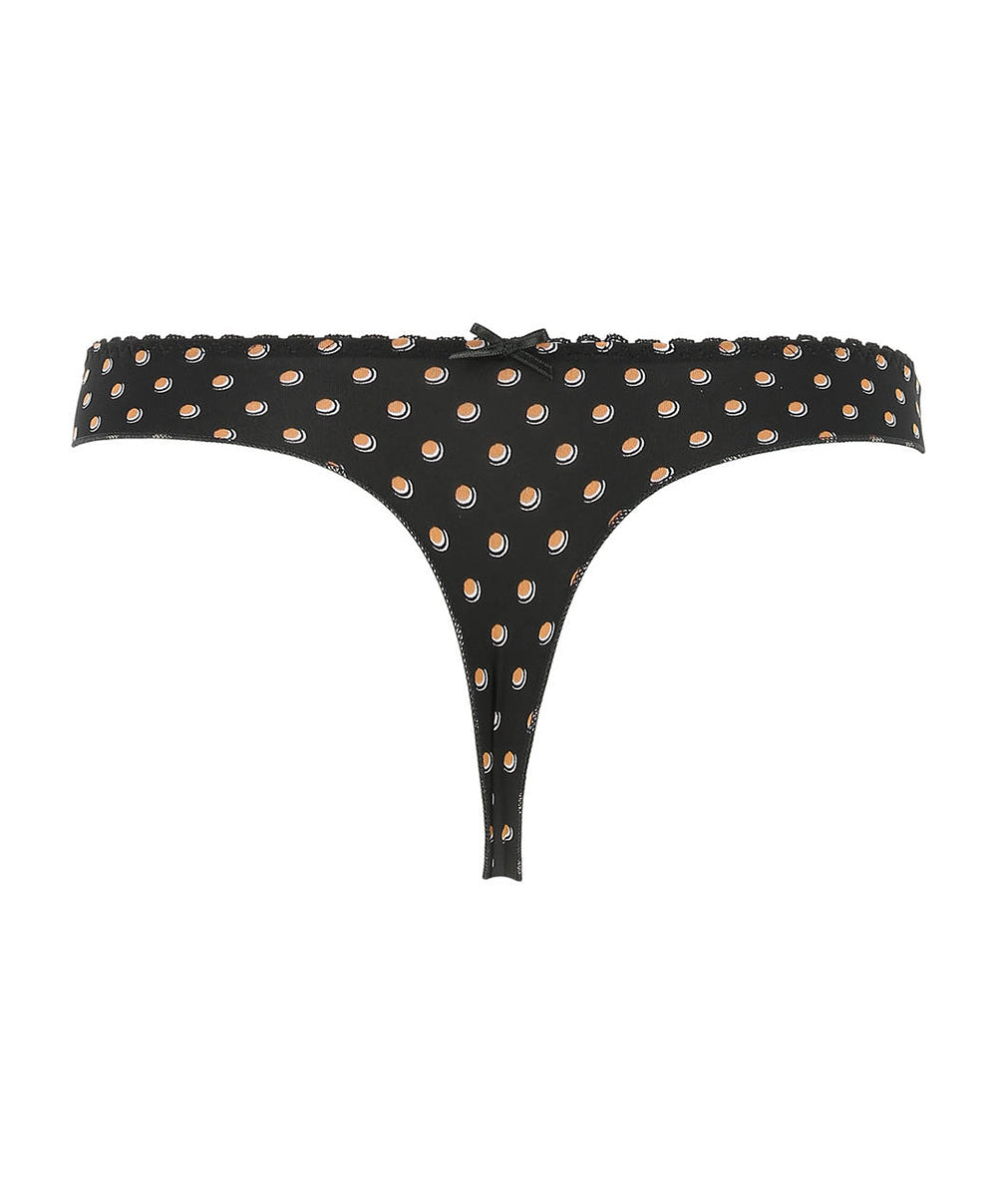 Tanga Antinéa de Lise Charmel Pois Glamour noir camel CCC0036-NC face