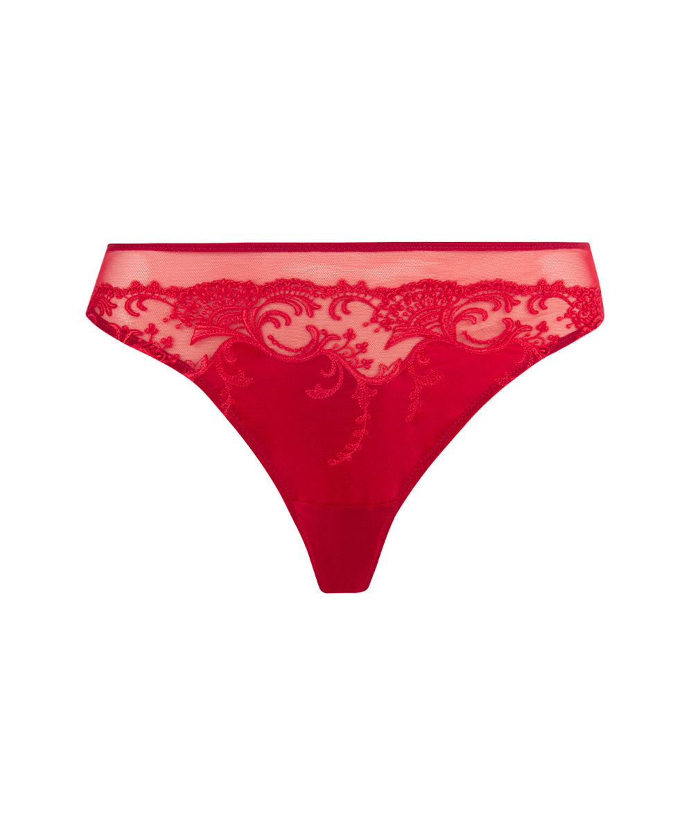 Tanga en soie Lise Charmel Splendeur soie rouge ACC0080-RS