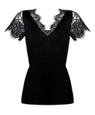 Top manches courtes laine et soie "Bien-être" Lise Charmel Plaisir Caresse noir ANJ9110-NO