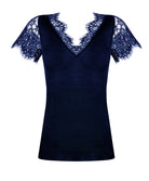 Top manches courtes laine et soie "Bien-être" Lise Charmel Plaisir Caresse pierre bleu ANJ9110-PB