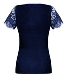 Top manches courtes laine et soie "Bien-être" Lise Charmel Plaisir Caresse pierre bleu ANJ9110-PB