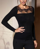 Top manches longues laine et soie bien-être Charme Secret noir Lise Charmel ANJ2133-CN 1